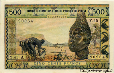 500 Francs WEST AFRICAN STATES  1973 P.102Aj VF - XF