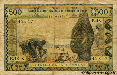 500 Francs STATI AMERICANI AFRICANI  1973 P.702Kk q.MB