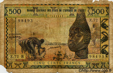 500 Francs STATI AMERICANI AFRICANI  1977 P.202Bl B