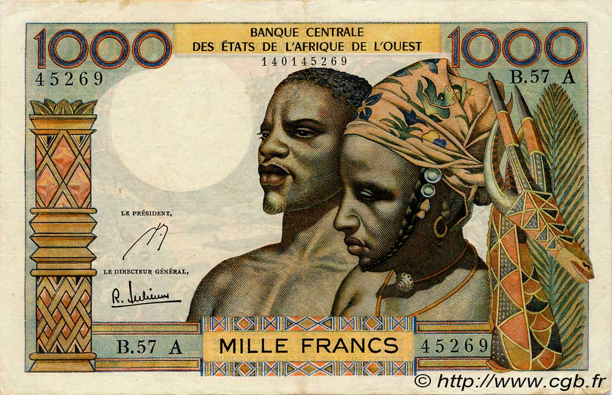 1000 Francs ÉTATS DE L AFRIQUE DE L OUEST  1966 P.103Ae TTB