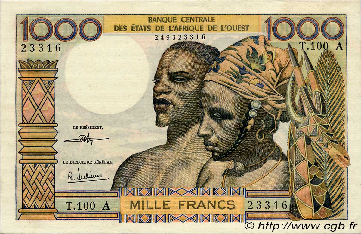 1000 Francs ÉTATS DE L AFRIQUE DE L OUEST  1972 P.103Ai SPL