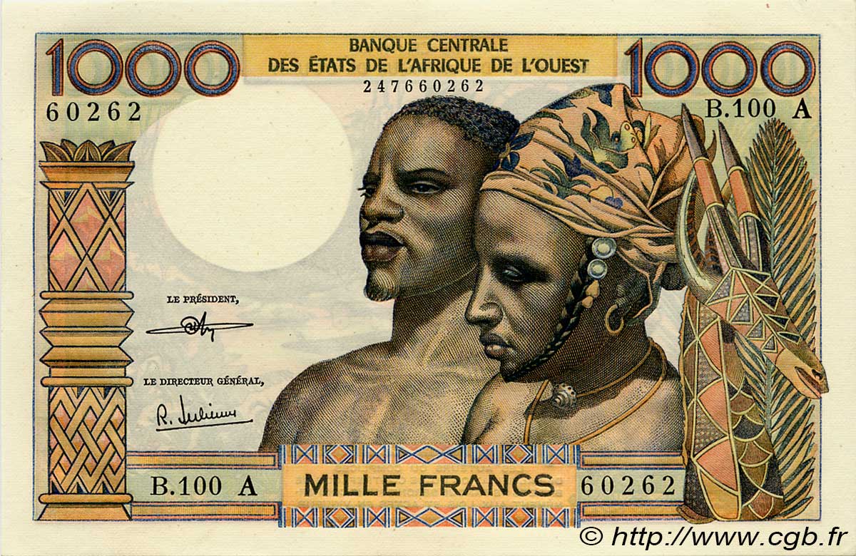 1000 Francs ÉTATS DE L AFRIQUE DE L OUEST  1972 P.103Ai pr.NEUF
