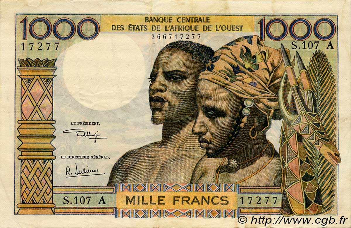 1000 Francs ÉTATS DE L AFRIQUE DE L OUEST  1973 P.103Aj TTB