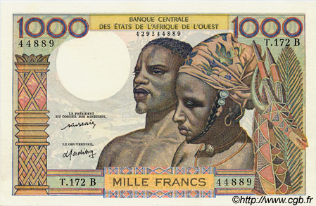 1000 Francs STATI AMERICANI AFRICANI  1977 P.203Bm q.FDC