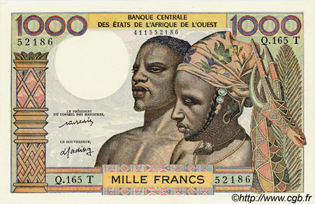 1000 Francs ESTADOS DEL OESTE AFRICANO  1977 P.803Tm SC+