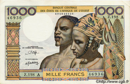 1000 Francs ÉTATS DE L AFRIQUE DE L OUEST  1980 P.103An SPL
