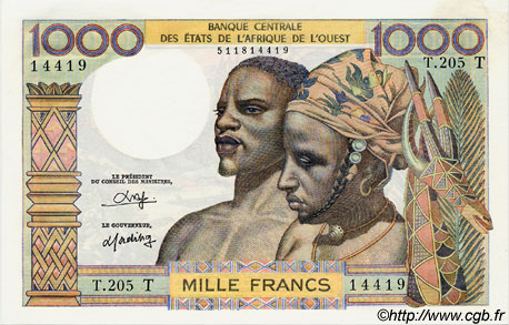 1000 Francs WEST AFRICAN STATES  1980 P.803To UNC