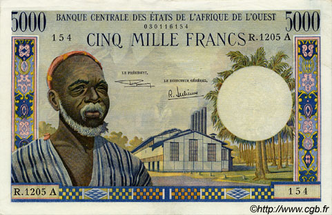 5000 Francs ÉTATS DE L AFRIQUE DE L OUEST  1969 P.104Ae SUP+