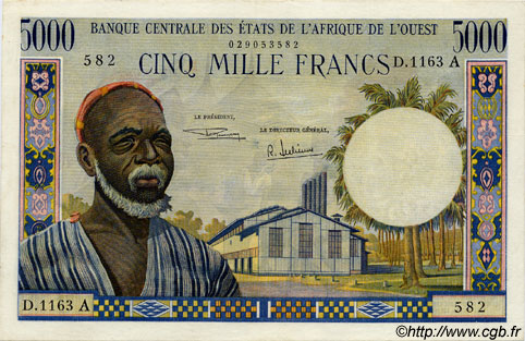 5000 Francs ÉTATS DE L AFRIQUE DE L OUEST  1969 P.104Ae SPL