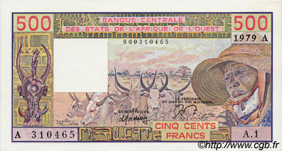 500 Francs ESTADOS DEL OESTE AFRICANO  1979 P.105Aa FDC