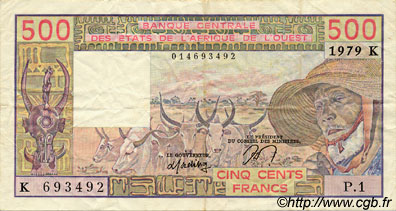 500 Francs ESTADOS DEL OESTE AFRICANO  1979 P.705Ka MBC