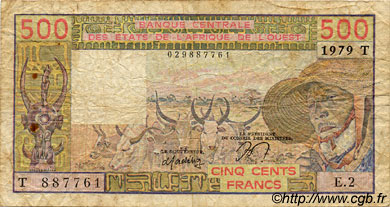 500 Francs WEST AFRICAN STATES  1979 P.805T VG