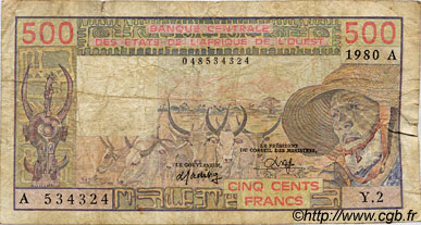 500 Francs WEST AFRICAN STATES  1980 P.105Ab G