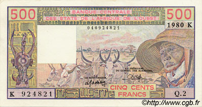 500 Francs WEST AFRICAN STATES  1980 P.705Kb AU