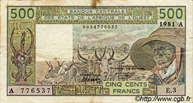 500 Francs ÉTATS DE L AFRIQUE DE L OUEST  1981 P.106Ab TB+