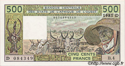 500 Francs ESTADOS DEL OESTE AFRICANO  1981 P.405Db SC+