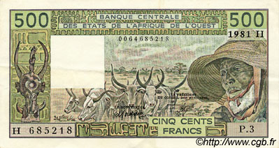 500 Francs ESTADOS DEL OESTE AFRICANO  1981 P.606Hb MBC+