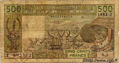500 Francs ÉTATS DE L AFRIQUE DE L OUEST  1981 P.806Tb B
