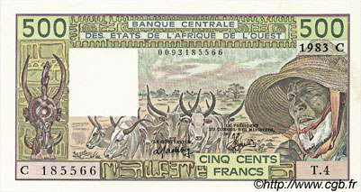 500 Francs STATI AMERICANI AFRICANI  1983 P.306Cf AU