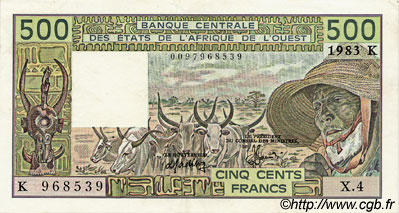 500 Francs WEST AFRIKANISCHE STAATEN  1983 P.706Kf VZ+