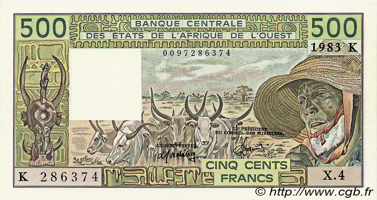 500 Francs ÉTATS DE L AFRIQUE DE L OUEST  1983 P.706Kf pr.NEUF