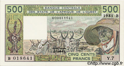 500 Francs WEST AFRIKANISCHE STAATEN  1981 P.206Bc fST+