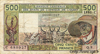 500 Francs ESTADOS DEL OESTE AFRICANO  1981 P.306Cc RC+