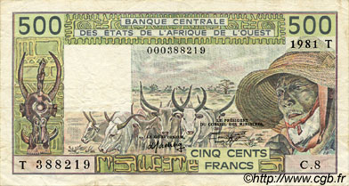 500 Francs WEST AFRICAN STATES  1981 P.806Tc VF