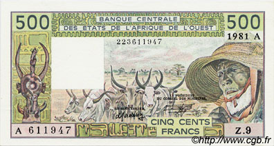 500 Francs STATI AMERICANI AFRICANI  1981 P.106Ac AU