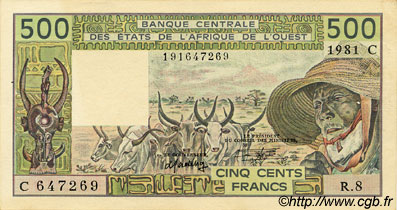 500 Francs WEST AFRIKANISCHE STAATEN  1981 P.306Cc fVZ