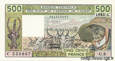 500 Francs WEST AFRIKANISCHE STAATEN  1981 P.306Cc fST+