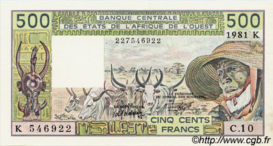 500 Francs WEST AFRIKANISCHE STAATEN  1981 P.706Kc ST