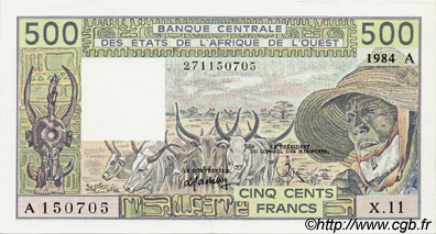 500 Francs WEST AFRICAN STATES  1984 P.106Ag AU