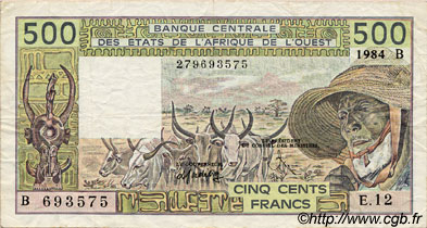 500 Francs ÉTATS DE L AFRIQUE DE L OUEST  1984 P.206Bg TB+