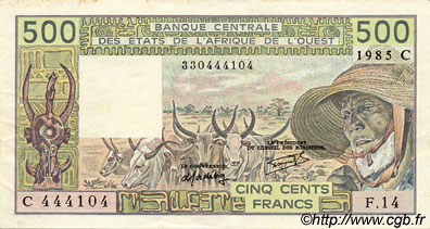500 Francs WEST AFRICAN STATES  1985 P.306Ci XF-