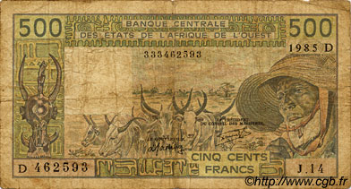 500 Francs ESTADOS DEL OESTE AFRICANO  1985 P.405De RC