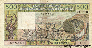 500 Francs ÉTATS DE L AFRIQUE DE L OUEST  1986 P.206Bj TB