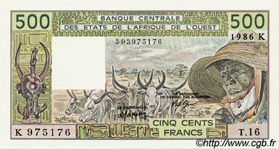 500 Francs WEST AFRICAN STATES  1986 P.706Ki UNC-