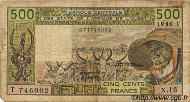 500 Francs ESTADOS DEL OESTE AFRICANO  1986 P.806Ti RC