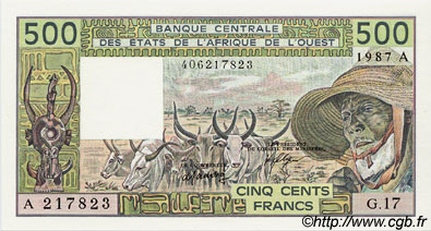 500 Francs ESTADOS DEL OESTE AFRICANO  1987 P.106Ak FDC