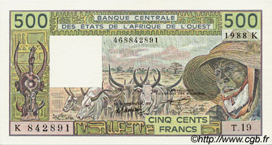 500 Francs ESTADOS DEL OESTE AFRICANO  1988 P.706Ka FDC