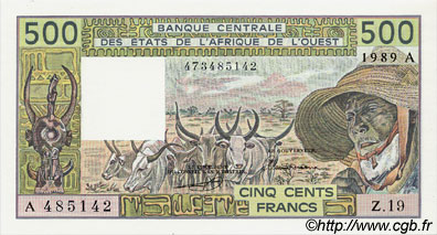 500 Francs STATI AMERICANI AFRICANI  1989 P.106Al FDC
