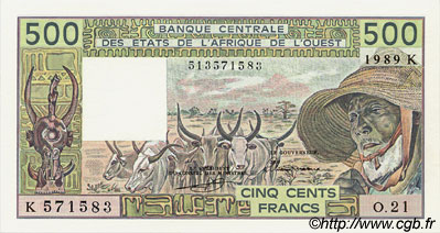500 Francs STATI AMERICANI AFRICANI  1989 P.706Kk q.FDC