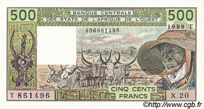 500 Francs WEST AFRICAN STATES  1989 P.806Tk UNC-