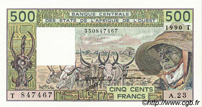 500 Francs ESTADOS DEL OESTE AFRICANO  1990 P.806Tl FDC