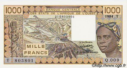 1000 Francs ESTADOS DEL OESTE AFRICANO  1984 P.807Td FDC