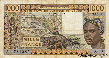 1000 Francs ESTADOS DEL OESTE AFRICANO  1985 P.107Af BC+