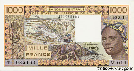 1000 Francs WEST AFRICAN STATES  1985 P.807Tf UNC-