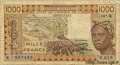 1000 Francs STATI AMERICANI AFRICANI  1987 P.707Kh MB