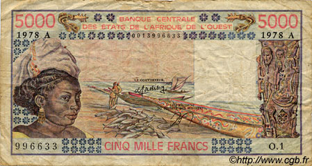 5000 Francs ÉTATS DE L AFRIQUE DE L OUEST  1978 P.108Ab pr.TB